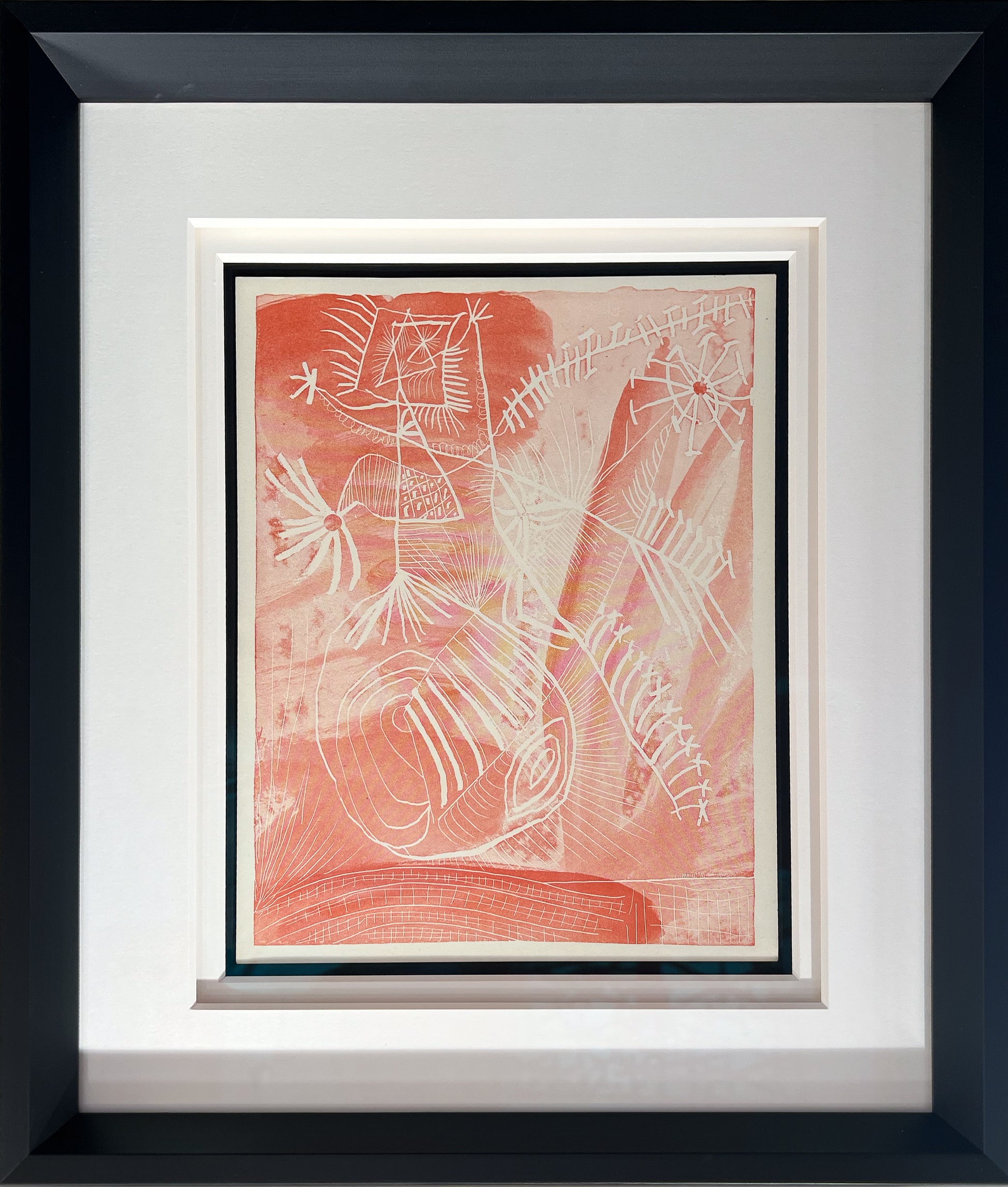 Pablo Picasso La Chevre-Feuille Suite 1943 six red zincographs Lafuma wove, Surrealist figures, Creed Gallery Ascot, Berkshire.