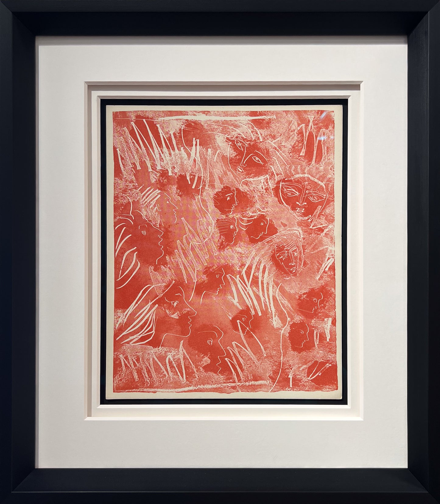 Pablo Picasso La Chevre-Feuille Suite 1943 six red zincographs Lafuma wove, Surrealist figures, Creed Gallery Ascot, Berkshire.