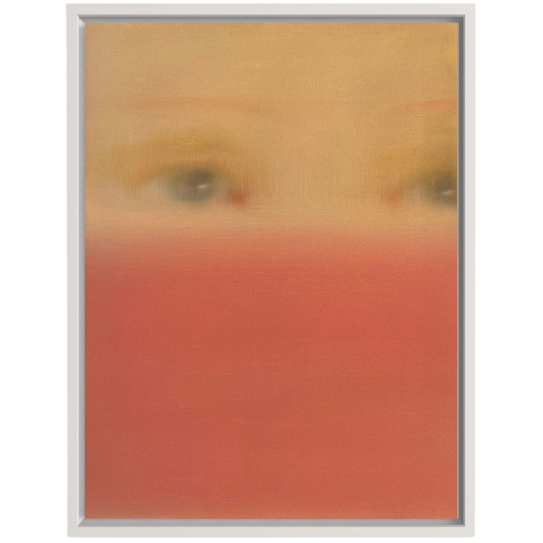 Poppy Faun 'Through The Mist Of It All' unique original oil on canvas in a white contemporary frame, at Creed Gallery Ascot.