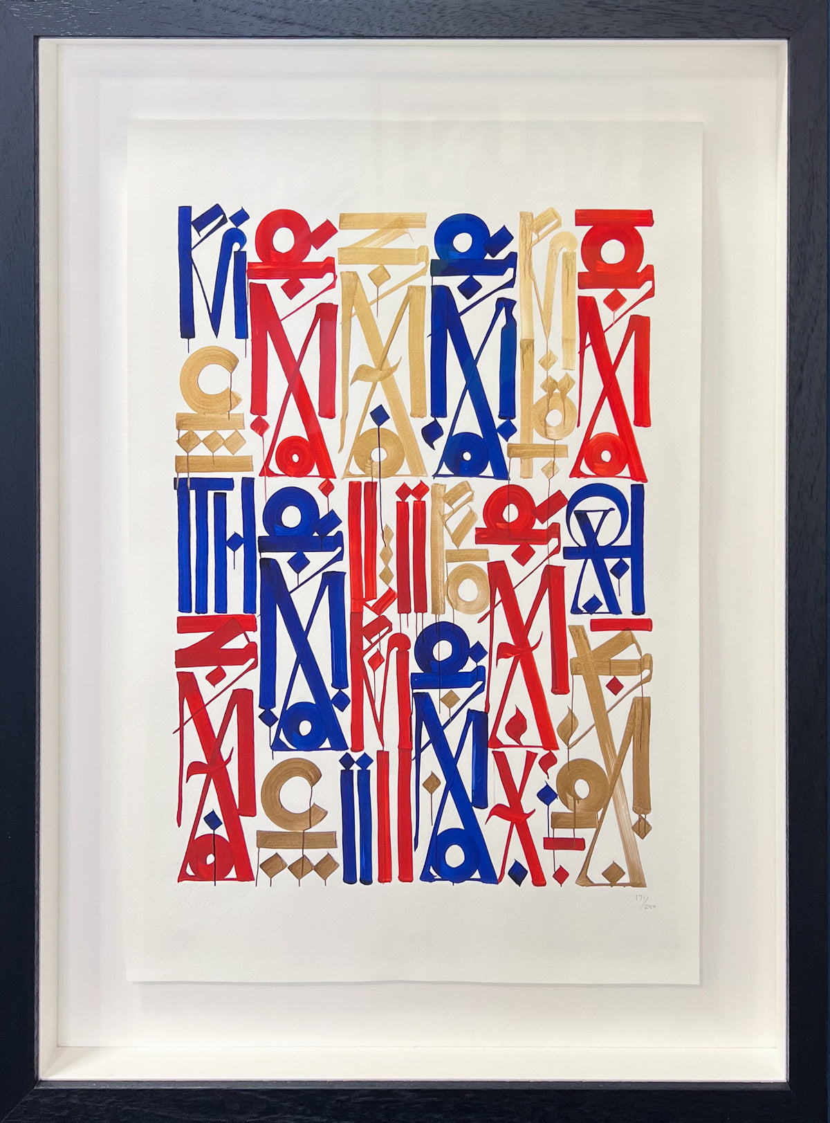 RETNA calligraphic print in gold and black, from the Braddock Tiles series