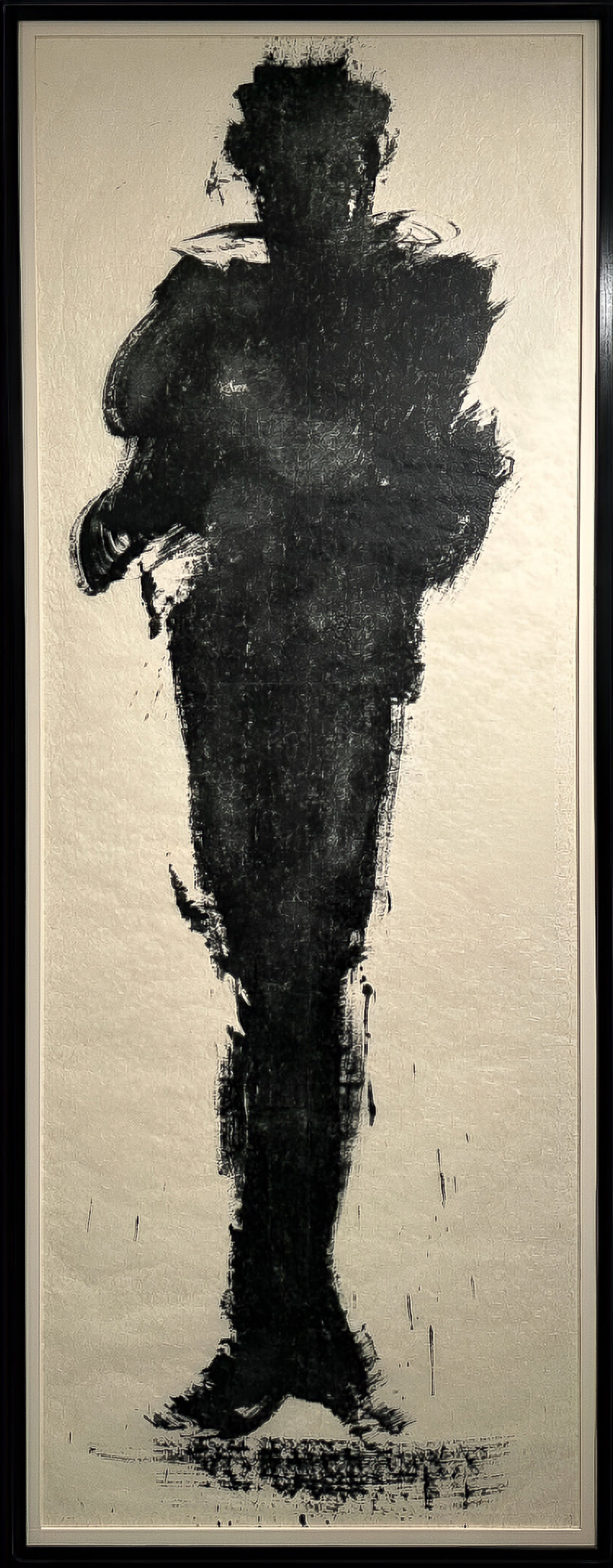 Richard Hambleton Nightlife Standing Shadow. A life-sized silkscreen print on Japanese Ginwashi paper. Part of the iconic Nightlife series by the Shadowman artist, available at Creed Gallery Ascot.