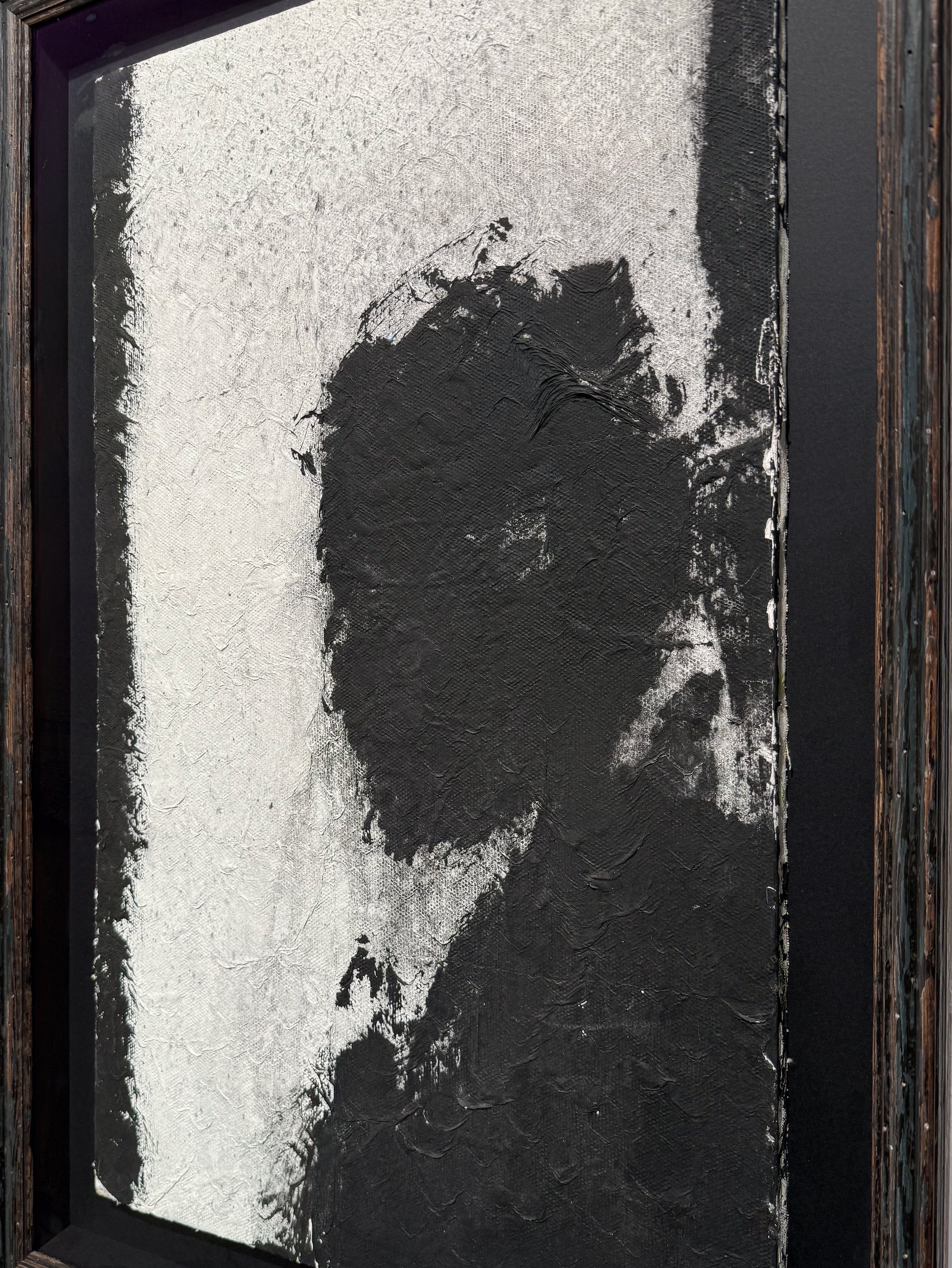 Richard Hambleton Shadow Head original oil, gestural black silhouette conservation frame, Creed Gallery Ascot, Berkshire.