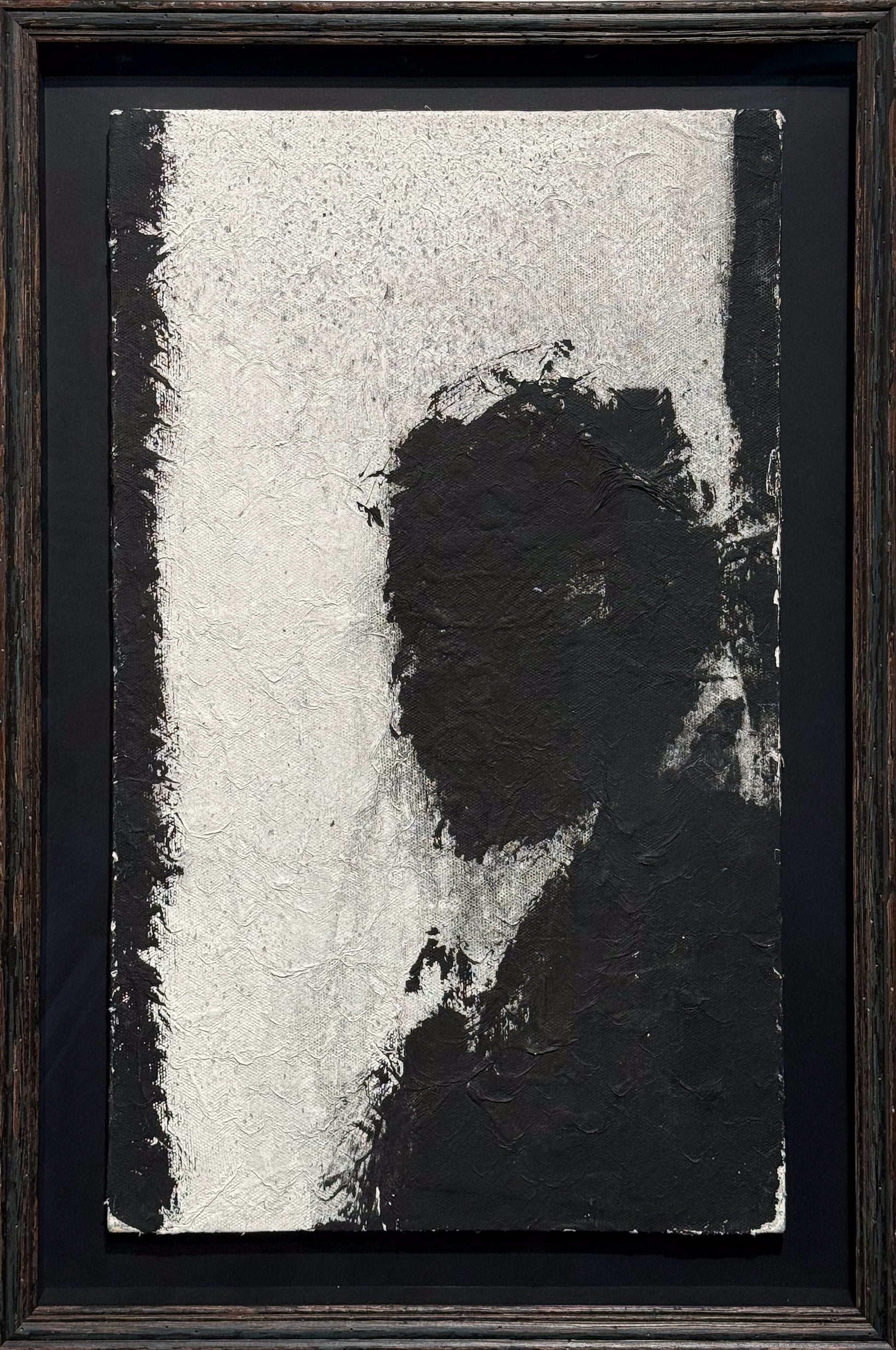 Richard Hambleton Shadow Head original oil, gestural black silhouette conservation frame, Creed Gallery Ascot, Berkshire.