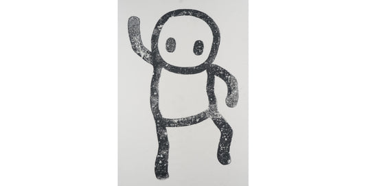 Stik "Stik Stamp" unique rubber ink stamp print on wove hemp paper. A rare street art piece available at Creed Gallery, the premier Art Gallery near London for Virginia Water and Wentworth collectors.
