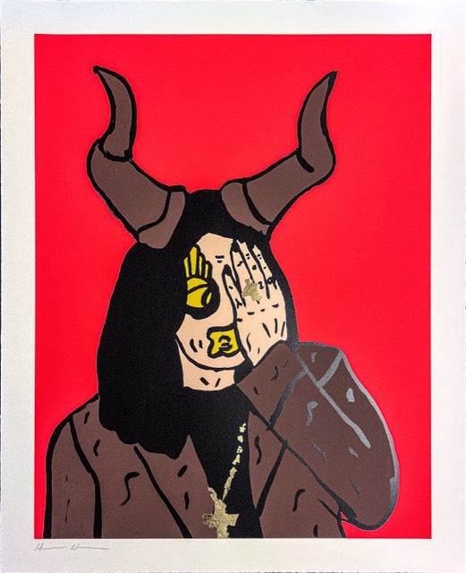 Mason Newman Ozzy Osbourne "The Prince of Darkness" charity print, contemporary street art portrait of Ozzy Osbourne with vibrant paint splatters.