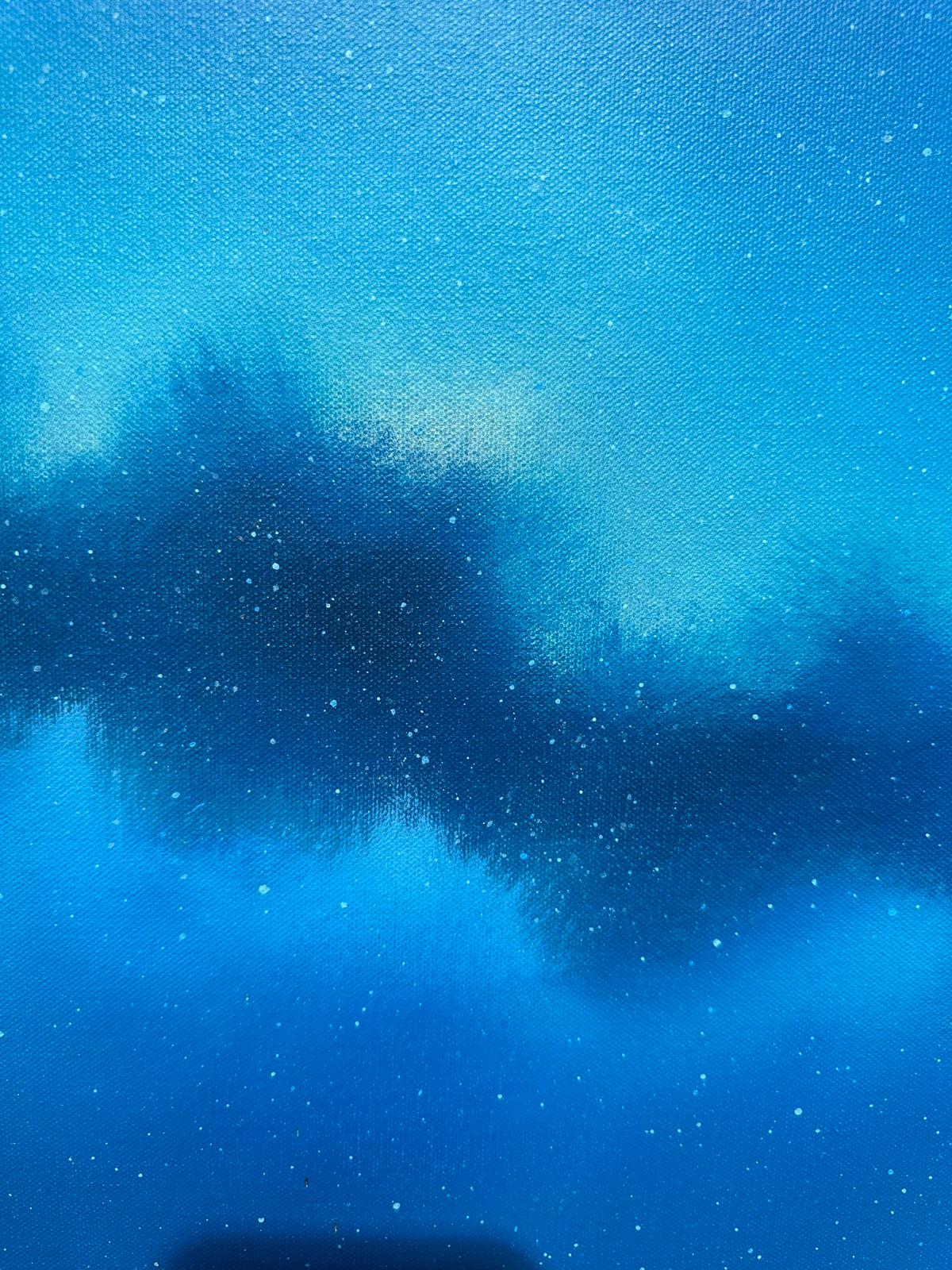 Vincent Devine 'Abundance' original painting, close-up detail of the deep blue star-filled night sky. Creed Gallery, Ascot.
